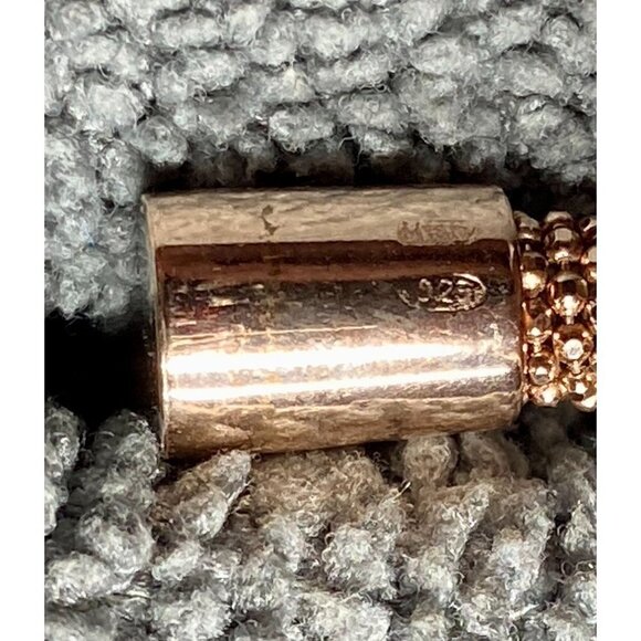 Two Italian Sterling Silver Beaded Rose Tone Popcorn Mesh Magnetic Bracelets - Picture 5 of 6